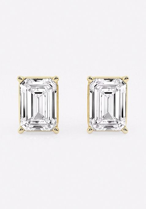 5 ctw Emerald Lab Grown Diamond Solitaire Certified Stud Earrings