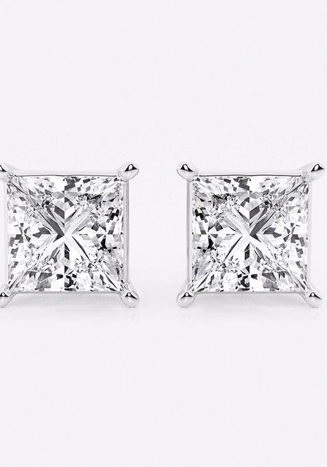 5 ctw Princess Lab Grown Diamond Solitaire Certified Stud Earrings