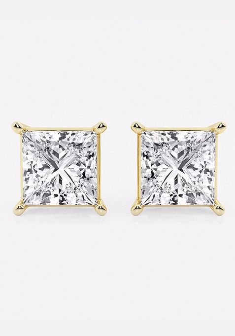 5 ctw Princess Lab Grown Diamond Solitaire Certified Stud Earrings