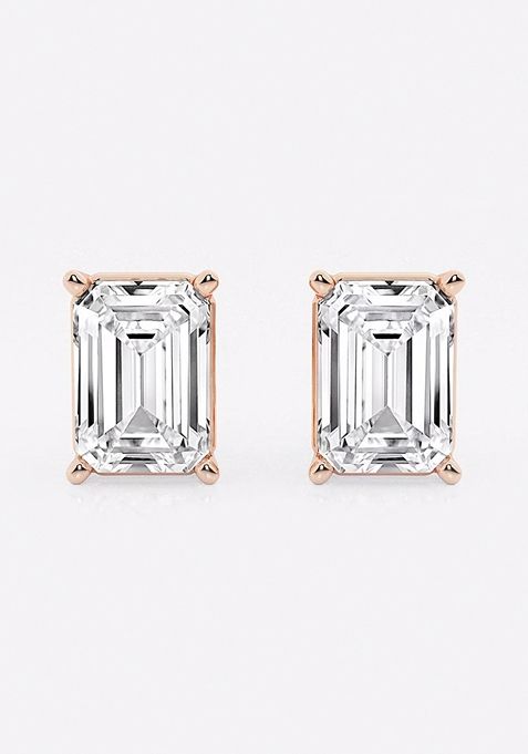 6 ctw Emerald Lab Grown Diamond Solitaire Certified Stud Earrings