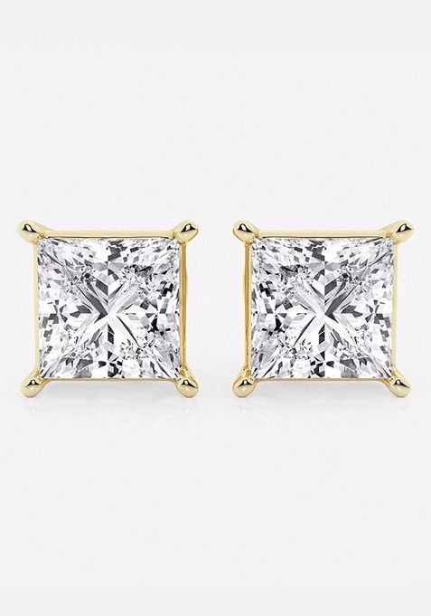 6 ctw Princess Lab Grown Diamond Solitaire Certified Stud Earrings