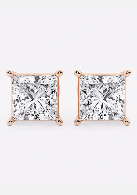 6 ctw Princess Lab Grown Diamond Solitaire Certified Stud Earrings