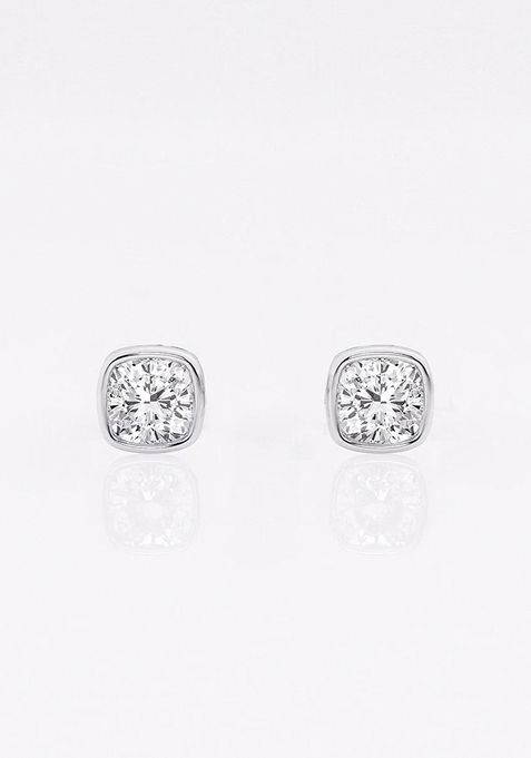 1/2 ctw Cushion Lab Grown Diamond Bezel Set Solitaire Stud Earrings