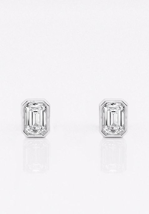 1/2 ctw Emerald Lab Grown Diamond Bezel Set Solitaire Stud Earrings