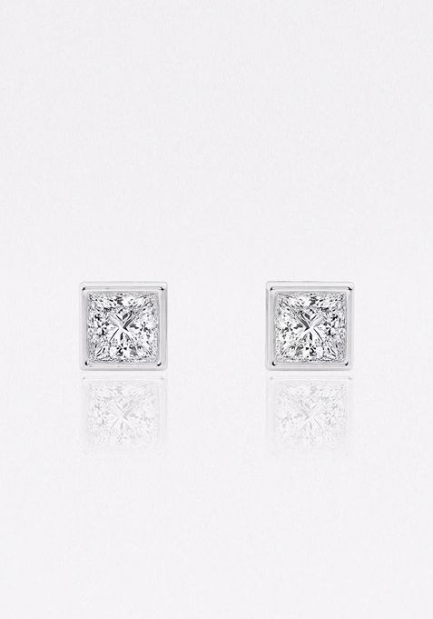 1/2 ctw Princess Lab Grown Diamond Bezel Set Solitaire Stud Earrings