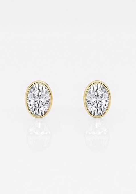 1/2 ctw Oval Lab Grown Diamond Bezel Set Solitaire Stud Earrings