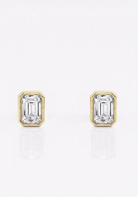 1/2 ctw Emerald Lab Grown Diamond Bezel Set Solitaire Stud Earrings