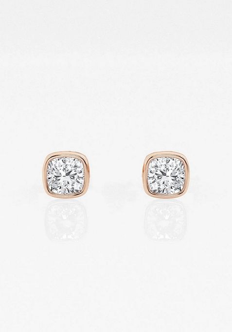 1/2 ctw Cushion Lab Grown Diamond Bezel Set Solitaire Stud Earrings