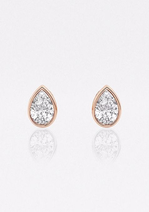 1/2 ctw Pear Lab Grown Diamond Bezel Set Solitaire Stud Earrings