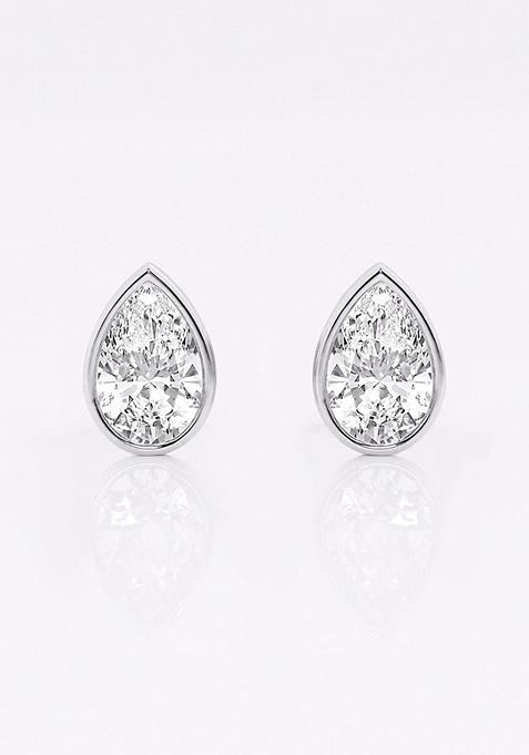 1 ctw Pear Lab Grown Diamond Bezel Set Solitaire Stud Earrings