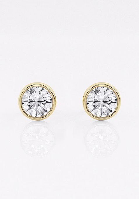 1 ctw Round Lab Grown Diamond Bezel Set Solitaire Stud Earrings