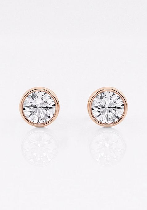 1 ctw Round Lab Grown Diamond Bezel Set Solitaire Stud Earrings