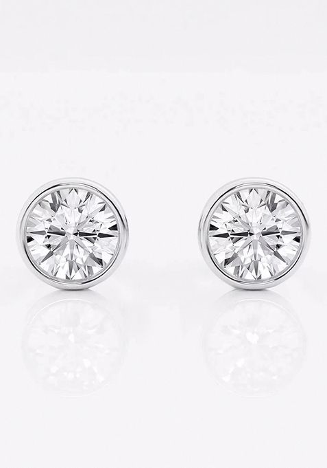 1 1/2 ctw Round Lab Grown Diamond Bezel Set Solitaire Stud Earrings