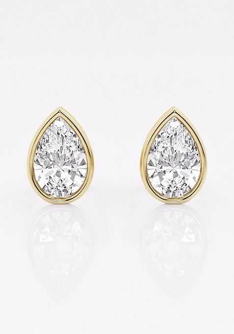 1 1/2 ctw Pear Lab Grown Diamond Bezel Set Solitaire Stud Earrings