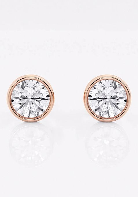 1 1/2 ctw Round Lab Grown Diamond Bezel Set Solitaire Stud Earrings