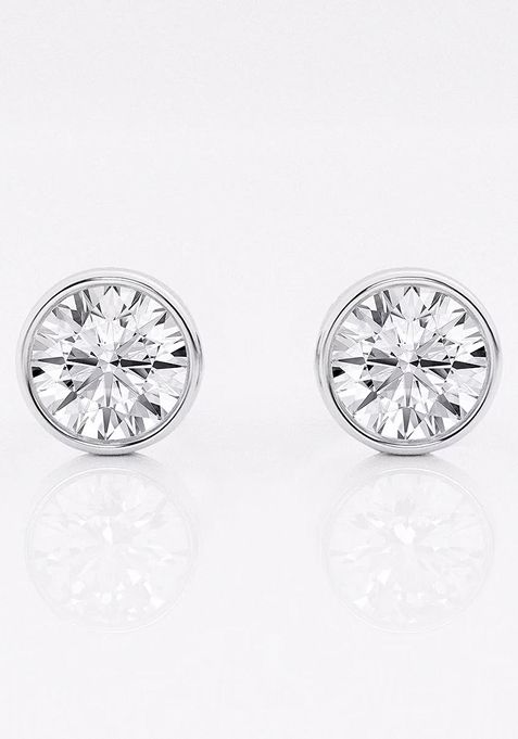 2 ctw Round Lab Grown Diamond Bezel Set Solitaire Stud Earrings