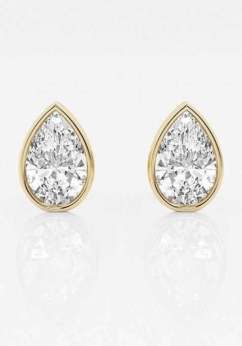 2 ctw Pear Lab Grown Diamond Bezel Set Solitaire Stud Earrings