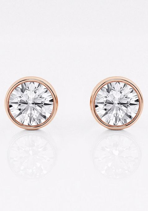 2 ctw Round Lab Grown Diamond Bezel Set Solitaire Stud Earrings