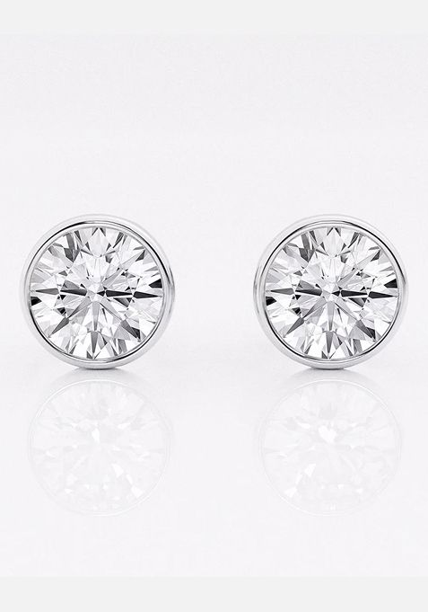 3 ctw Round Lab Grown Diamond Bezel Set Solitaire Stud Earrings