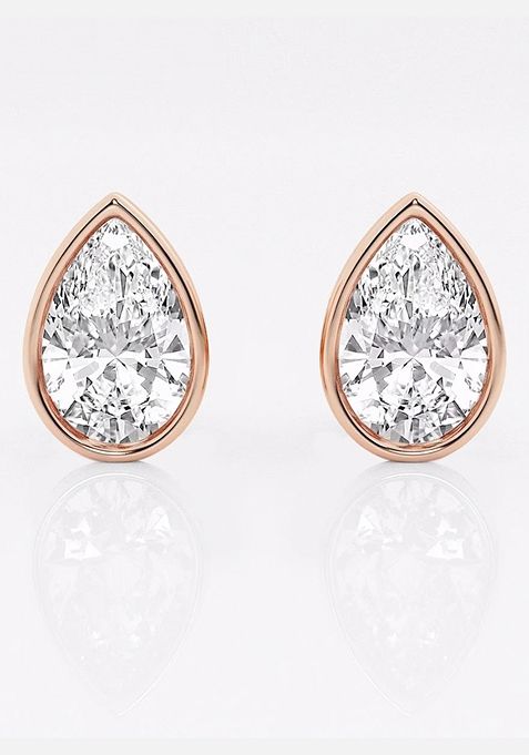 3   ctw Pear Lab Grown Diamond Bezel Set Solitaire Stud Earrings