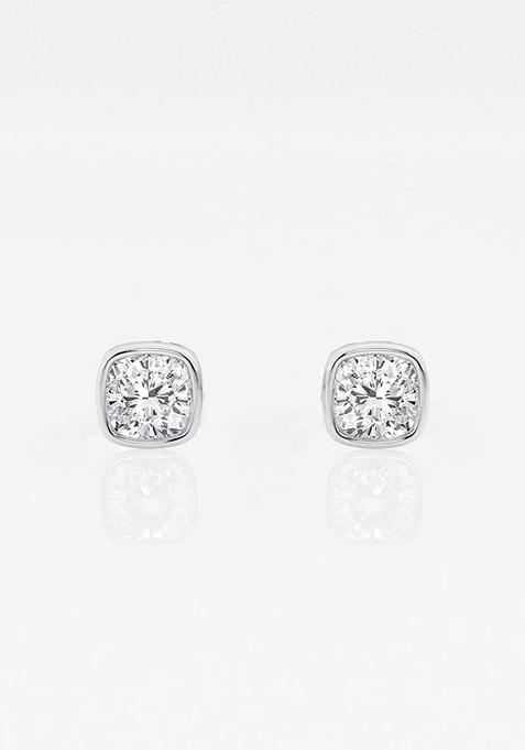 1/2 ctw Cushion Lab Grown Diamond Bezel Set Solitaire Stud Earrings