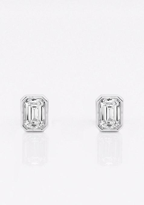 1/2 ctw Emerald Lab Grown Diamond Bezel Set Solitaire Stud Earrings