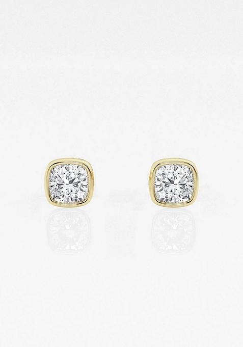 1/2 ctw Cushion Lab Grown Diamond Bezel Set Solitaire Stud Earrings