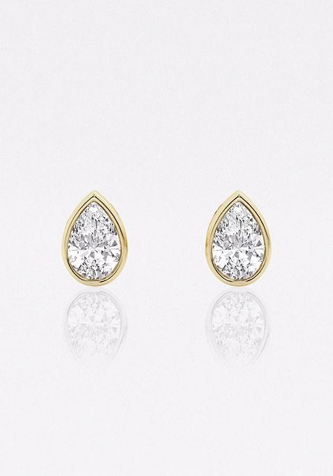 1/2 ctw Pear Lab Grown Diamond Bezel Set Solitaire Stud Earrings