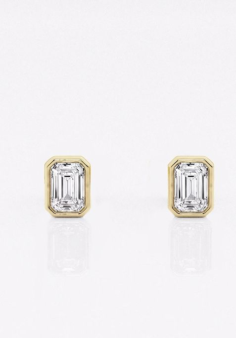 1/2 ctw Emerald Lab Grown Diamond Bezel Set Solitaire Stud Earrings