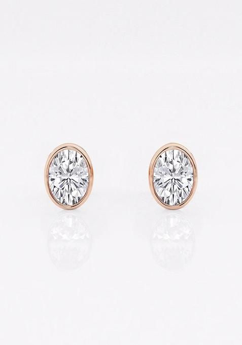 1/2 ctw Oval Lab Grown Diamond Bezel Set Solitaire Stud Earrings