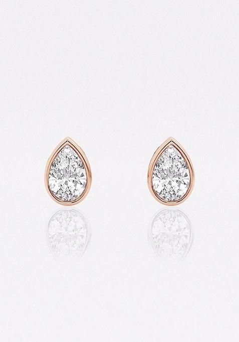 1/2 ctw Pear Lab Grown Diamond Bezel Set Solitaire Stud Earrings