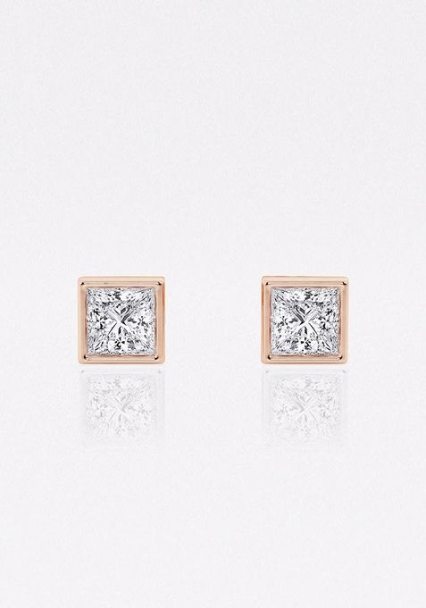 1/2 ctw Princess Lab Grown Diamond Bezel Set Solitaire Stud Earrings