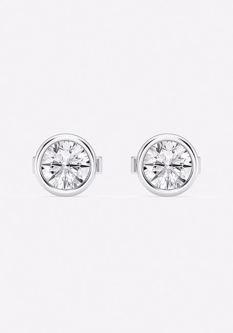 3/4 ctw Round Lab Grown Diamond Bezel Set Solitaire Stud Earrings