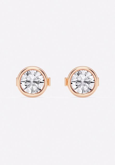 3/4 ctw Round Lab Grown Diamond Bezel Set Solitaire Stud Earrings