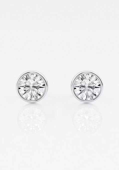 1 ctw Round Lab Grown Diamond Bezel Set Solitaire Stud Earrings