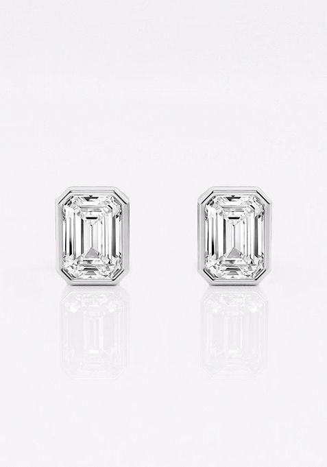 1 ctw Emerald Lab Grown Diamond Bezel Set Solitaire Stud Earrings