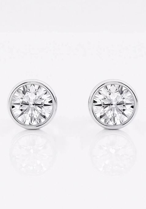 1 1/2 ctw Round Lab Grown Diamond Bezel Set Solitaire Stud Earrings