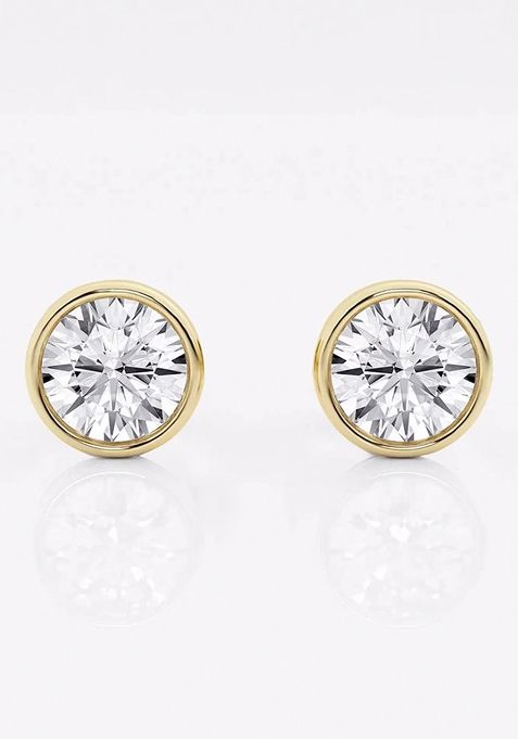 1 1/2 ctw Round Lab Grown Diamond Bezel Set Solitaire Stud Earrings