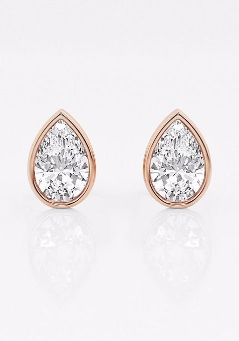 1 1/2 ctw Pear Lab Grown Diamond Bezel Set Solitaire Stud Earrings