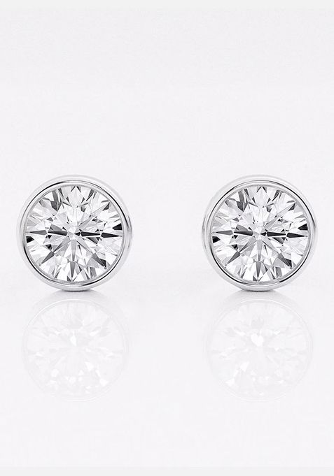 2 ctw Round Lab Grown Diamond Bezel Set Solitaire Stud Earrings