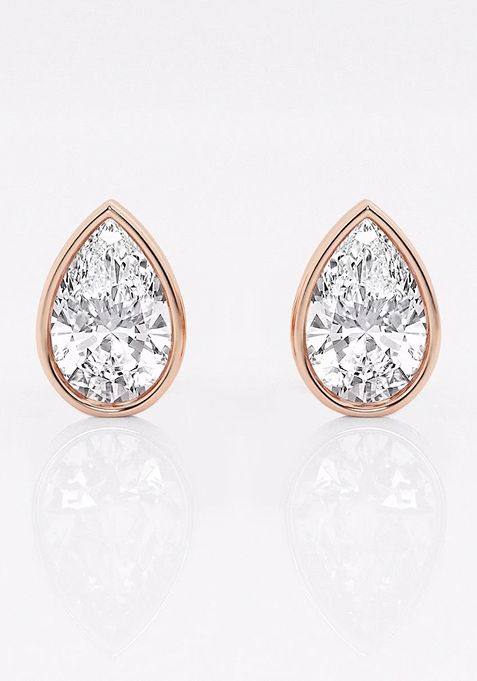 2 ctw Pear Lab Grown Diamond Bezel Set Solitaire Stud Earrings