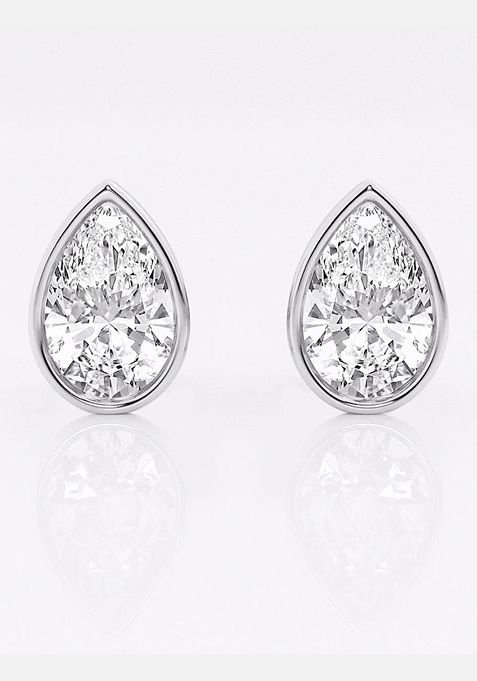 3 ctw Pear Lab Grown Diamond Bezel Set Solitaire Stud Earrings