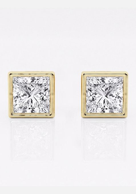 3 ctw Round Lab Grown Diamond Bezel Set Solitaire Stud Earrings