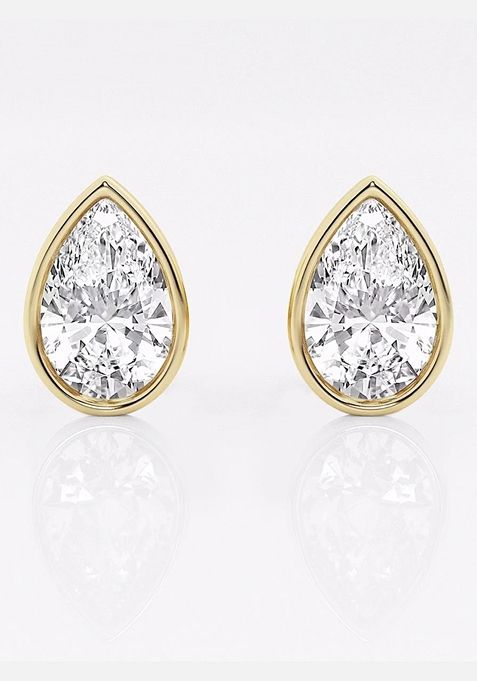 3 ctw Pear Lab Grown Diamond Bezel Set Solitaire Stud Earrings