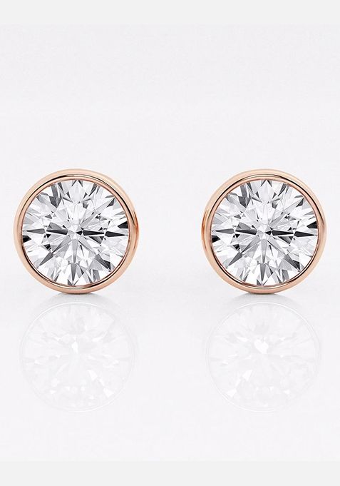 3 ctw Round Lab Grown Diamond Bezel Set Solitaire Stud Earrings