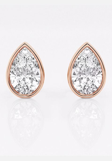 3   ctw Pear Lab Grown Diamond Bezel Set Solitaire Stud Earrings