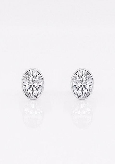 1/2 ctw Oval Lab Grown Diamond Bezel Set Solitaire Stud Earrings