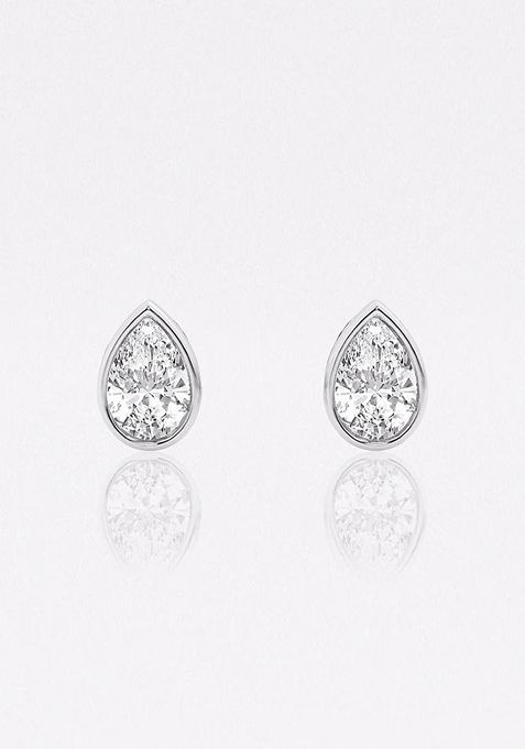 1/2 ctw Pear Lab Grown Diamond Bezel Set Solitaire Stud Earrings