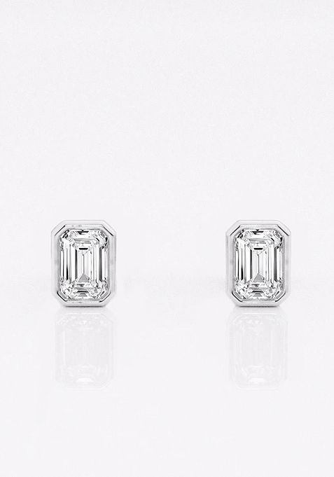 1/2 ctw Emerald Lab Grown Diamond Bezel Set Solitaire Stud Earrings