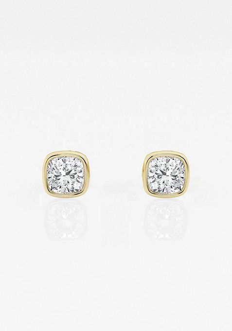 1/2 ctw Cushion Lab Grown Diamond Bezel Set Solitaire Stud Earrings